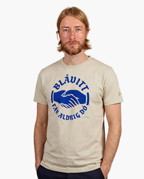 T-shirt Blåvitt Får Aldrig Dö Beige