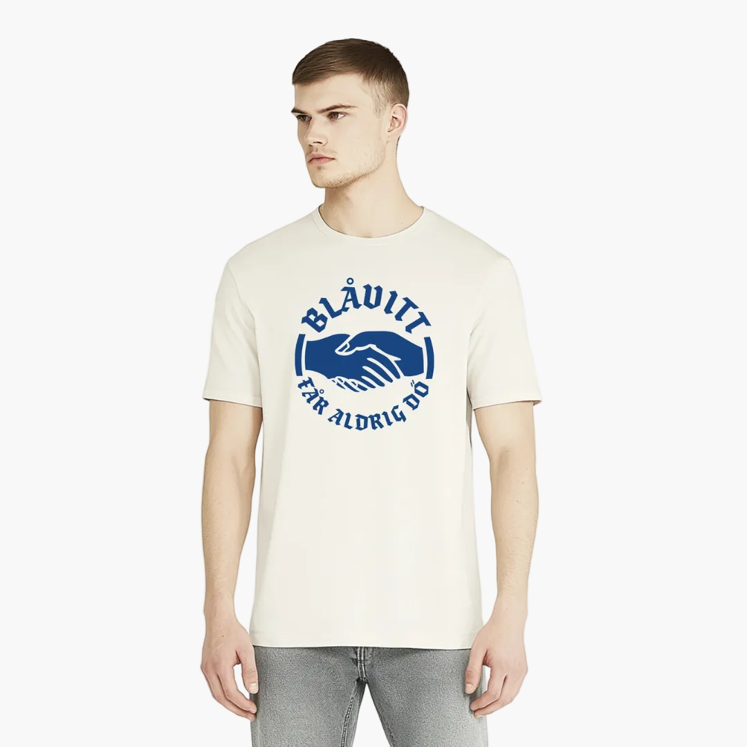 T-shirt Blåvitt Får Aldrig Dö Beige