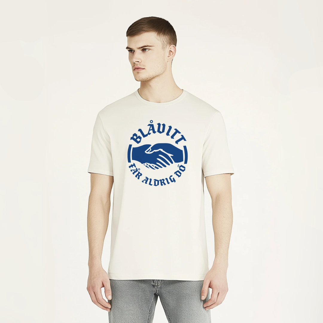 T-shirt Blåvitt Får Aldrig Dö Beige