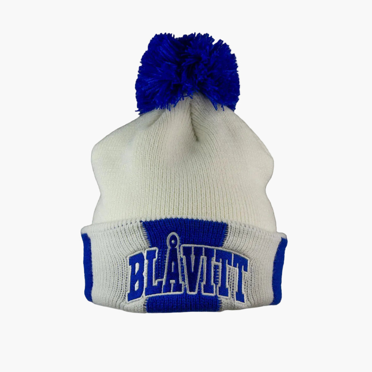 Mössa Pompom Blåvitt Jr